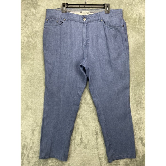Peter Millar Men's Linen‎ Pants Size 38 Blue Golf 5-Pocket Lightweight Comfort - Picture 1 of 11
